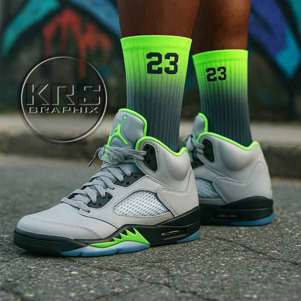 Socks To Match Jordan 5 Green Bean - Gradient