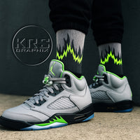 Socks To Match Jordan 5 Green Bean - Flames