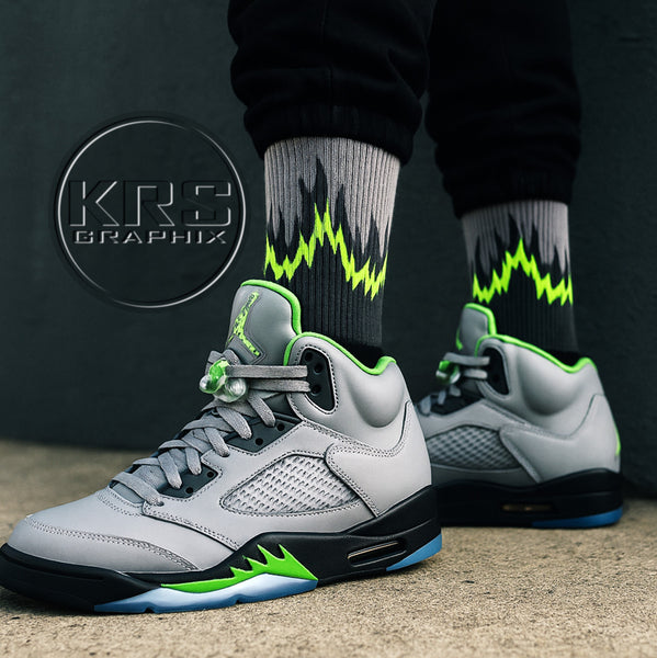 Socks To Match Jordan 5 Green Bean - Flames