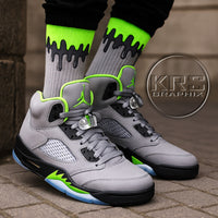 Socks To Match Jordan 5 Green Bean - Dripping