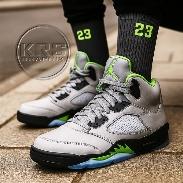 Socks To Match Jordan 5 Green Bean - 23'S - Dark Grey