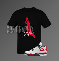 T-Shirt To Match Jordan 4 Red Cement - Michael Flying