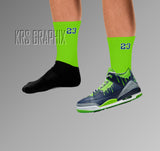 Socks To Match Jordan 3 Doernbecher Hugo - Green 23'S