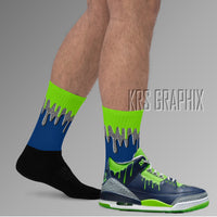 Socks To Match Jordan 3 Doernbecher Hugo - Dripping