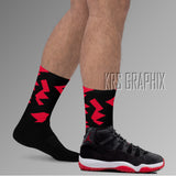 Socks To Match Jordan 11 Bred Velvet - Jagged