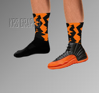 Socks To Match Jordan 12 Brilliant Orange - Jagged