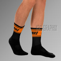 Socks To Match Jordan 12 Brilliant Orange - Mike In Stripes Black