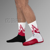 Socks To Match Jordan 12 Cherry - Flames