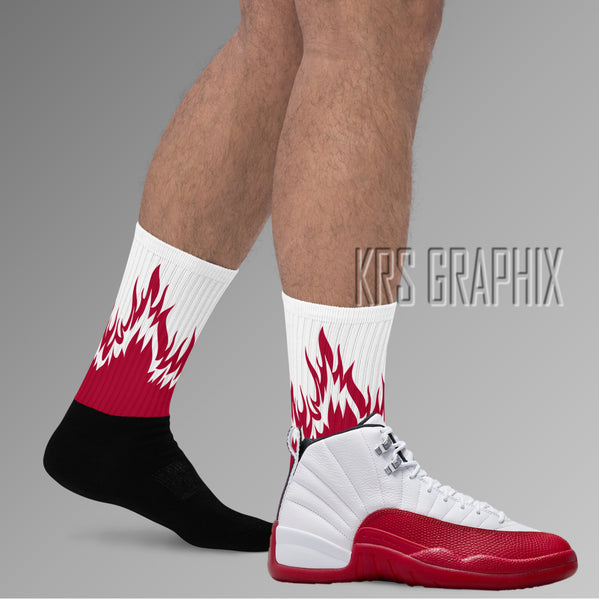 Socks To Match Jordan 12 Cherry - Flames