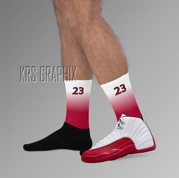 Socks To Match Jordan 12 Cherry - Gradient