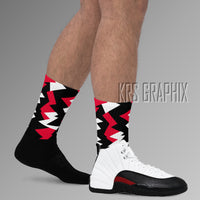 Socks To Match Jordan 4 Red Cement and Jordan 12 Red Taxi - Jagged