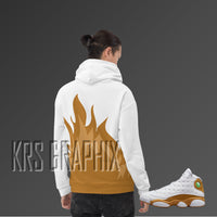 Full Print Hoodie To Match Jordan 13 Wheat - Flames