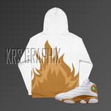 Full Print Hoodie To Match Jordan 13 Wheat - Flames