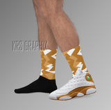 Socks To Match Jordan 13 Wheat - Jagged