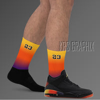 Socks To Match Jordan 3 Balvin Rio - Sunset