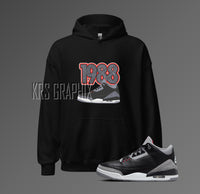 Hoodie To Match Jordan 3 Black Cement - '1988 Jordans'