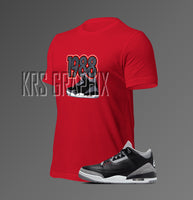 T-Shirt To Match Jordan 3 Black Cement - '1988 Jordans'