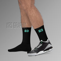 Socks To Match Jordan 3 Green Glow - Black 23