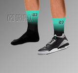 Socks To Match Jordan 3 Green Glow - Gradient 23