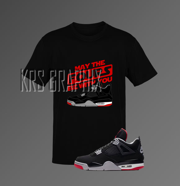 T-Shirt To Match Jordan 4 Bred Reimagined - May The Fours Be With You