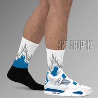 Socks To Match Jordan 4 Military Blue - Flames