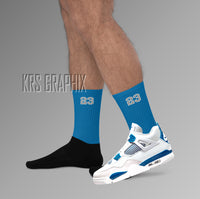 Socks To Match Jordan 4 Military Blue - Blue 23