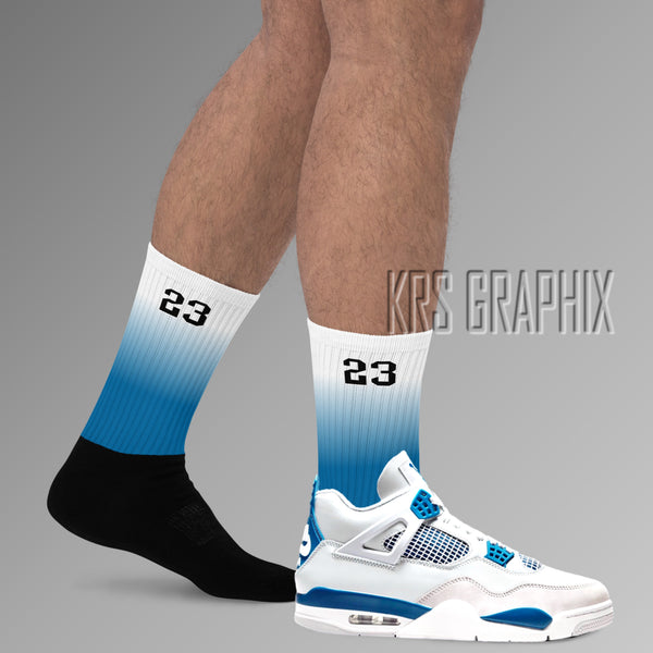 Socks To Match Jordan 4 Military Blue - Gradient