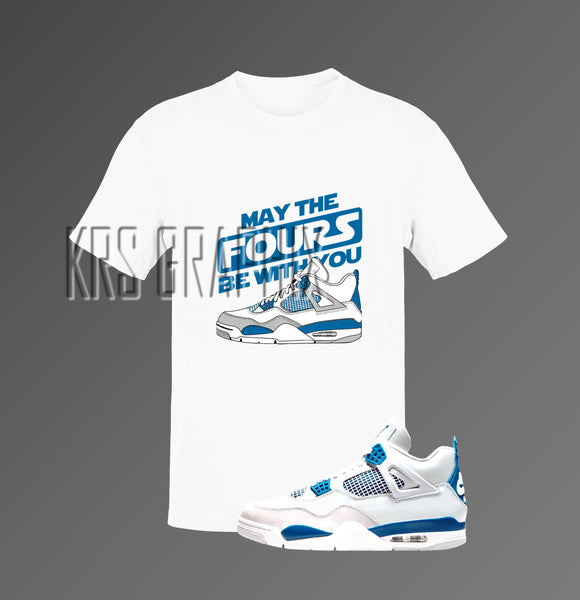 T-Shirt To Match Jordan 4 Military Blue - May The Fours Be With You