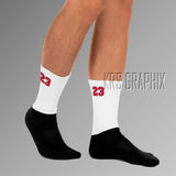 Socks To Match Jordan 4 Red Cement - 23'S - White