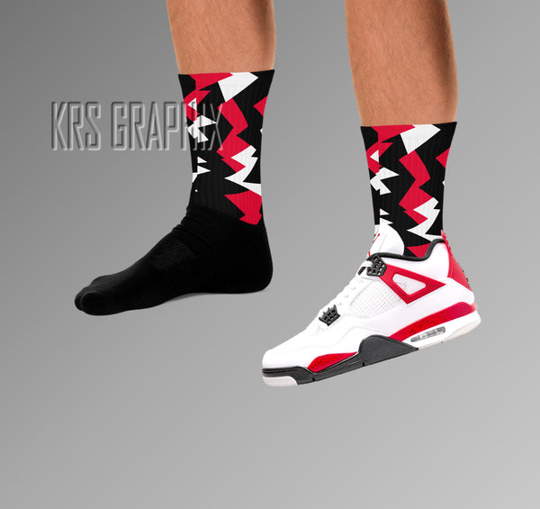 Socks To Match Jordan 4 Red Cement - Jagged