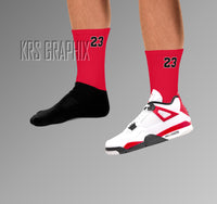 Socks To Match Jordan 4 Red Cement - 23'S - Red