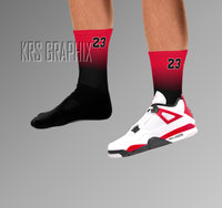 Socks To Match Jordan 4 Red Cement - Gradient
