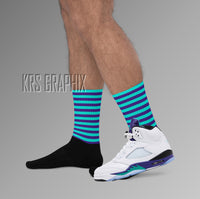 Socks To Match Jordan 5 Grape - Bel-Air  Stripes