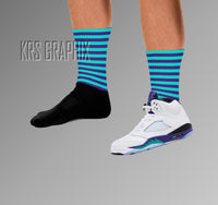 Socks To Match Jordan 5 Grape - Bel-Air  Stripes