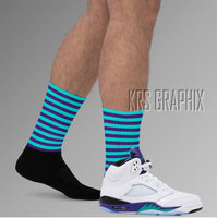 Socks To Match Jordan 5 Grape - Bel-Air  Stripes