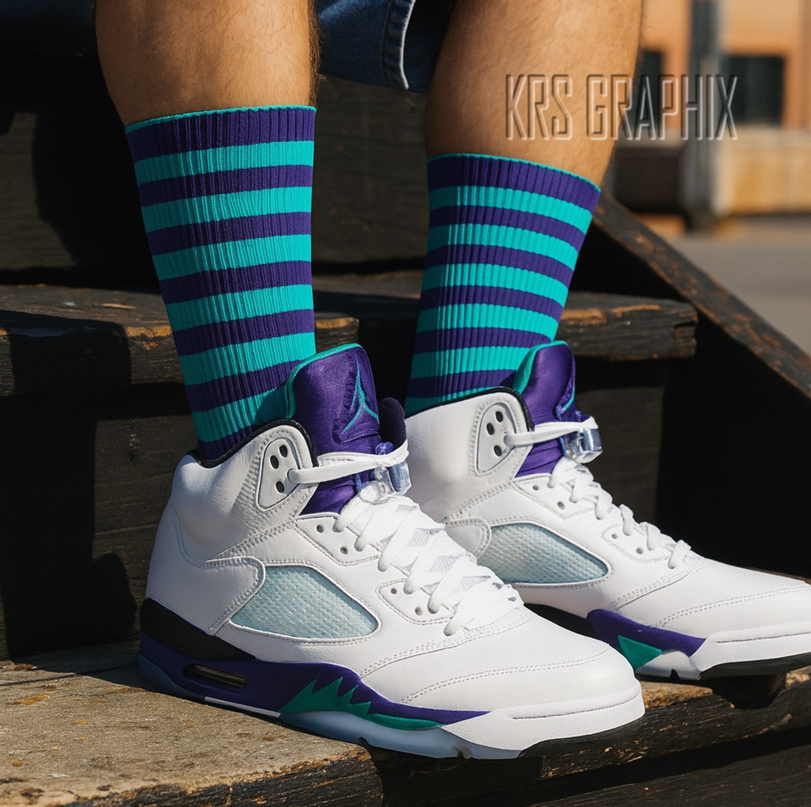 retro 5 grape on feet