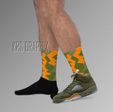Socks To Match Jordan 5 Green Olive - Jagged