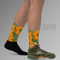 Socks To Match Jordan 5 Green Olive - Jagged