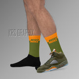 Socks To Match Jordan 5 Green Olive - Mike Two Tone