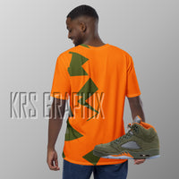 Full Print Shirt To Match Jordan 5 Green Olive - Jagged