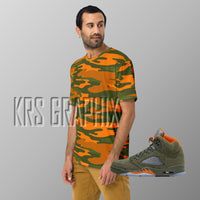 Full Print Shirt To Match Jordan 5 Green Olive - Camouflage