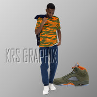 Full Print Shirt To Match Jordan 5 Green Olive - Camouflage