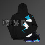 Full Print Hoodie To Match Jordan 6 Aqua - Jagged