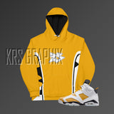 Full Print Hoodie To Match Jordan 6 Yellow Ochre - Colorful Jagged Insert
