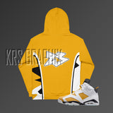 Full Print Hoodie To Match Jordan 6 Yellow Ochre - Colorful Jagged Insert