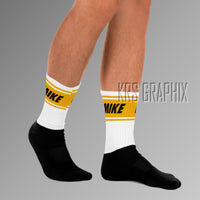 Socks To Match Jordan 6 Yellow Ochre - Mike In Stripes