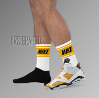 Socks To Match Jordan 6 Yellow Ochre - Mike In Stripes