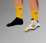 Socks To Match Jordan 6 Yellow Ochre - 23'S
