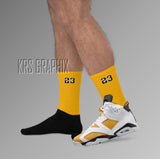 Socks To Match Jordan 6 Yellow Ochre - 23'S