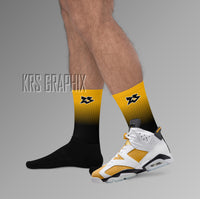 Socks To Match Jordan 6 Yellow Ochre - Gradient